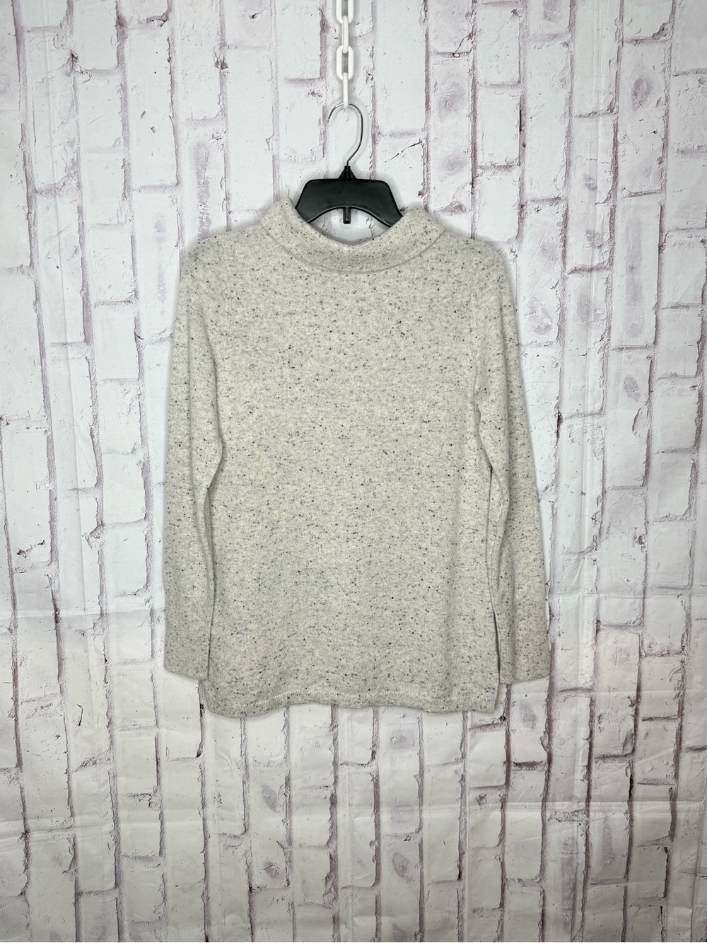 Talbots 100% Pure Cashmere Mock Neck Sweater Size S Oatmeal Soft Quiet Luxury